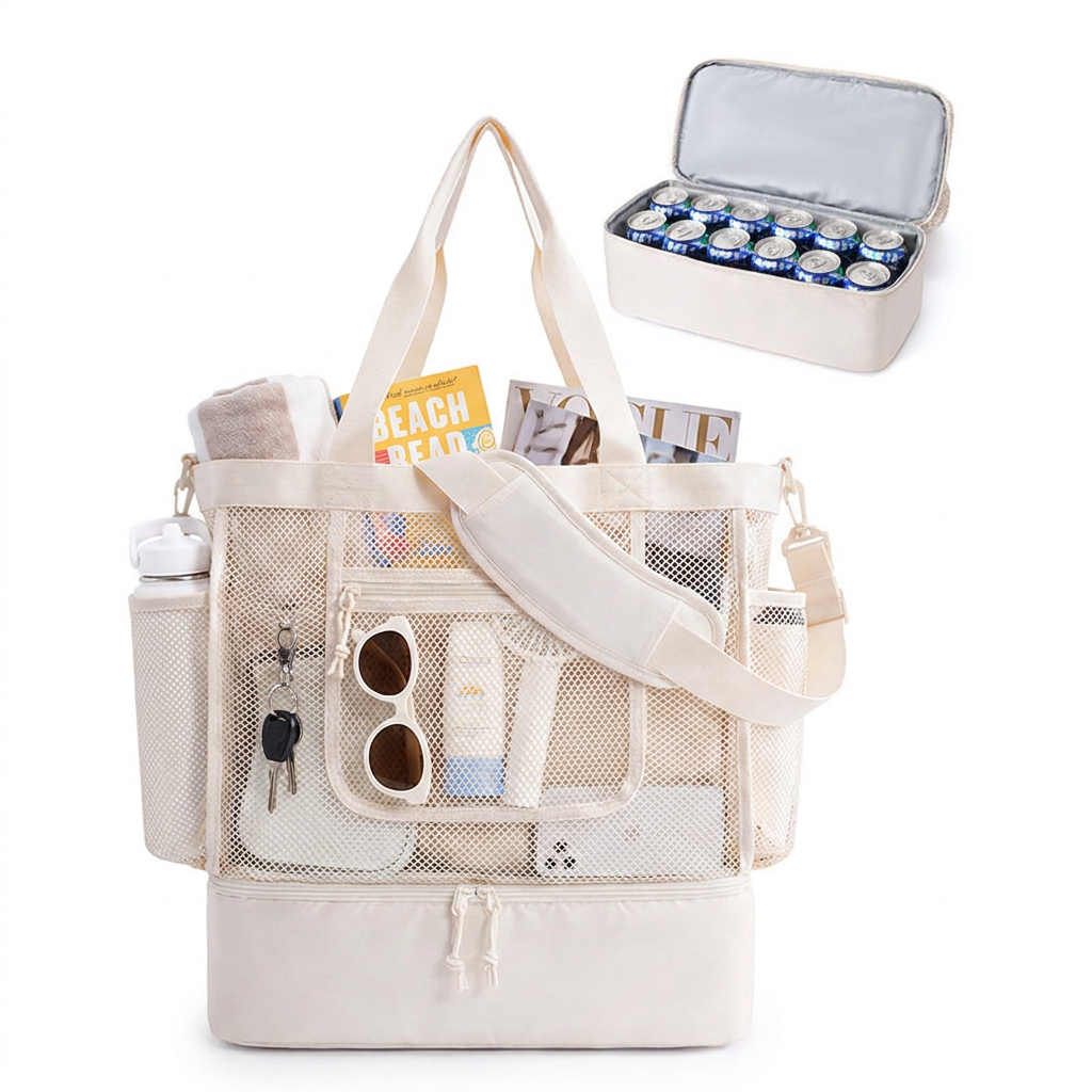 Beach Travel Mesh Tote Bag